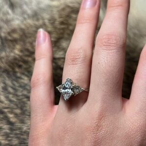 Sterling silver marquise cubic zirconium engagement style ring